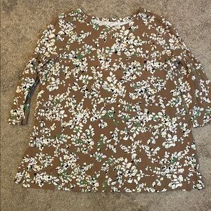 J. Jill Brown and White Floral Tunic